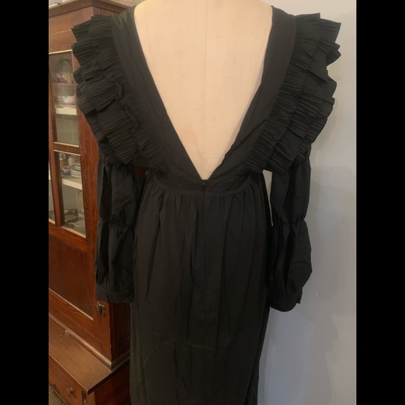 NEW Black Ruffle Maxi Dress Beautiful sz Med - Picture 4 of 5